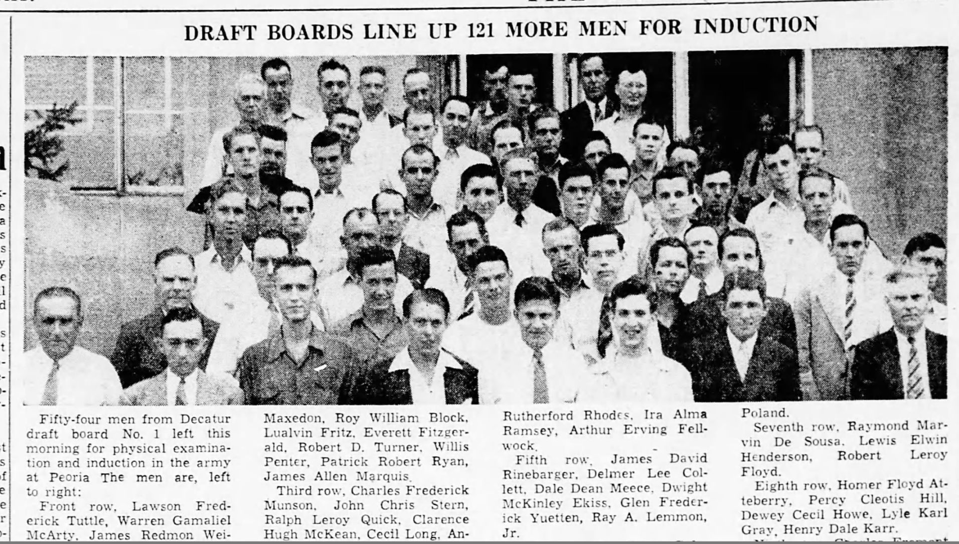 Draft boards line up 121 more men for induction
